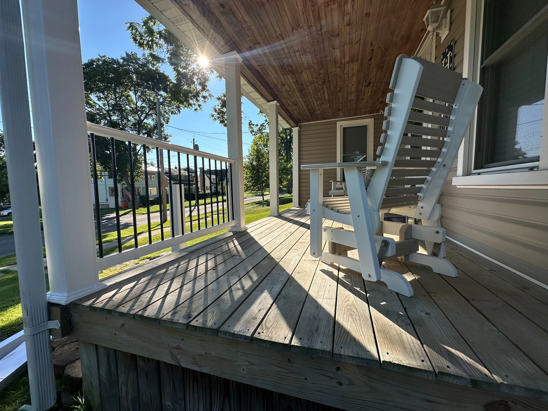 Completed front porch project on a home in Penn Yan
