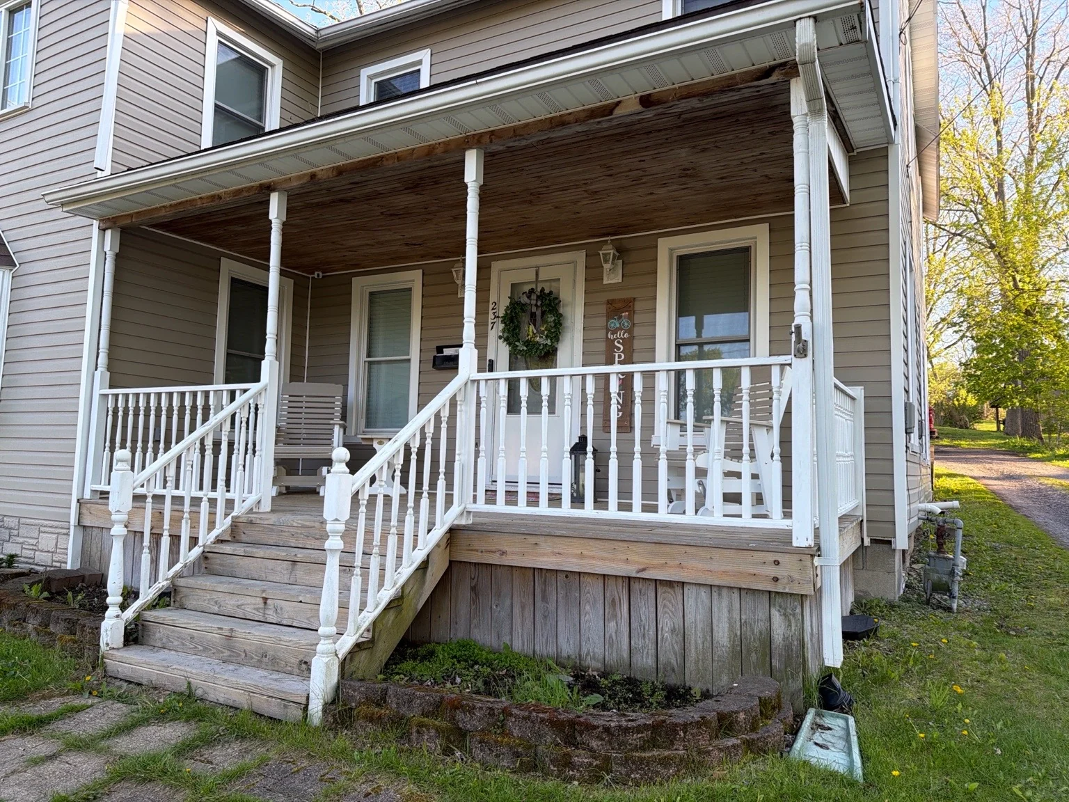 Front porch of a home in Penn Yan before the porch project